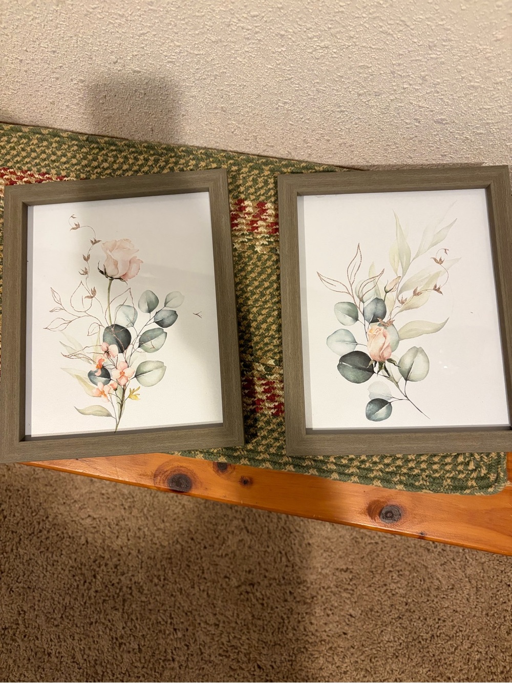 Set 2 floral prints - Soft Green & Blush - 8x10
